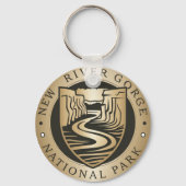 New River Gorge Nationaal Park Gouden embleem Sleutelhanger (Voorkant)
