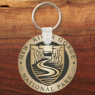 New River Gorge Nationaal Park Gouden embleem Sleutelhanger