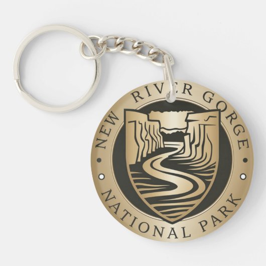 New River Gorge Nationaal Park Gouden embleem Sleutelhanger (Voorkant)