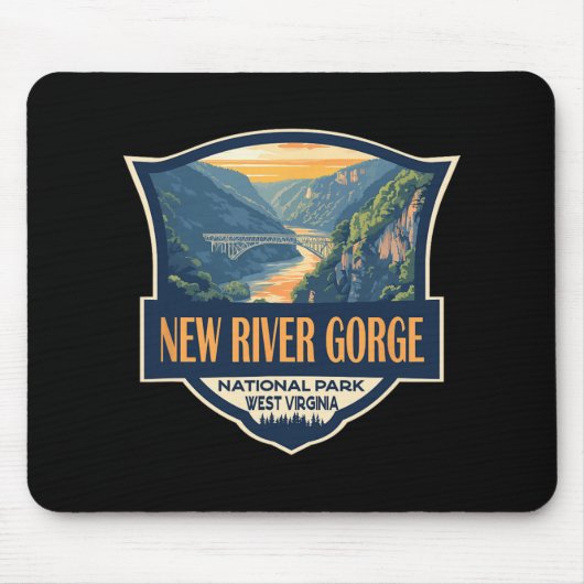 New River Gorge National Park Illustration Retro B Muismat (Voorkant)