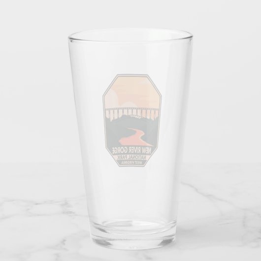 New River Gorge National Park Minimal Retro Emblem Glas (Achterkant)