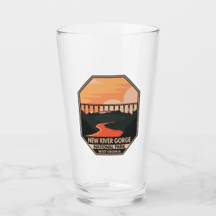 New River Gorge National Park Minimal Retro Emblem Glas
