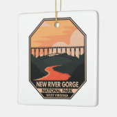 New River Gorge National Park Minimal Retro Emblem Keramisch Ornament (Links)