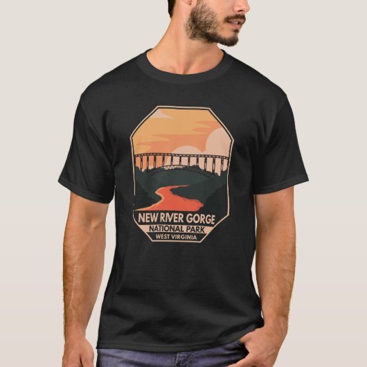 New River Gorge National Park Minimal Retro Emblem T-shirt (Voorkant)