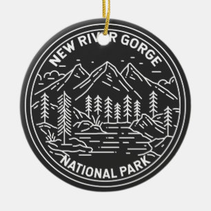 New River Gorge National Park Monoline Keramisch Ornament