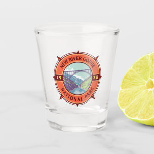 New River Gorge National Park Retro Compass Emblem Shot Glas