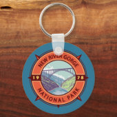 New River Gorge National Park Retro Compass Emblem Sleutelhanger (Voorkant)