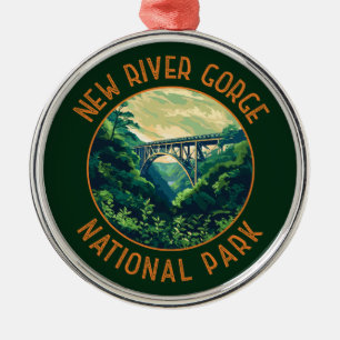 New River Gorge National Park Retro verontrust Metalen Ornament