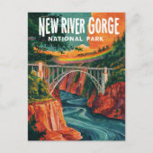 New River Gorge National Park Waterverf Design Feestdagenkaart (Voorkant)