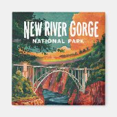 New River Gorge National Park Waterverf Design Magneet (Voorkant)