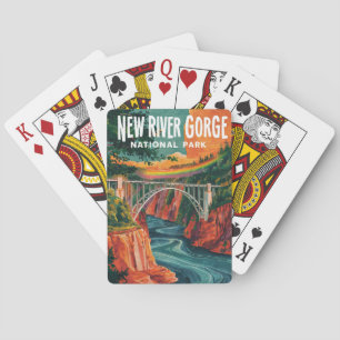 New River Gorge National Park Waterverf Design Pokerkaarten