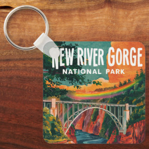 New River Gorge National Park Waterverf Design Sleutelhanger