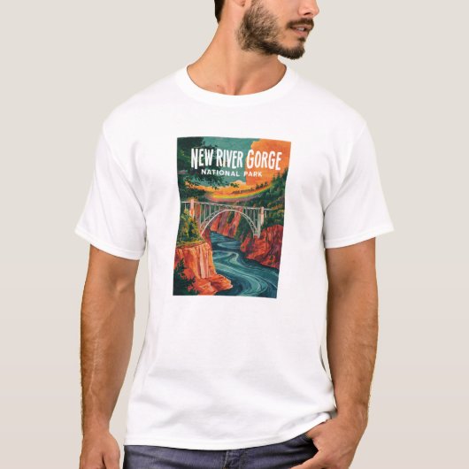 New River Gorge National Park Waterverf Design T-shirt (Voorkant)