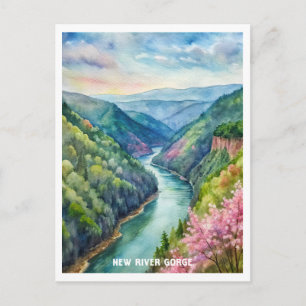 New River Gorge National Park Waterverf Schilderij Briefkaart