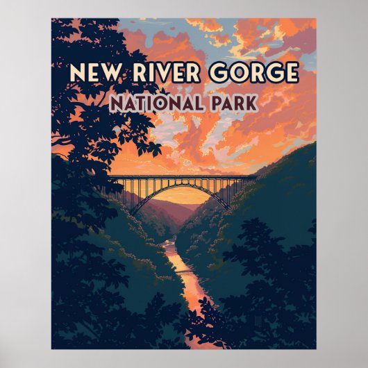New River Gorge National Park West Virginia Bridge Poster (Voorkant)