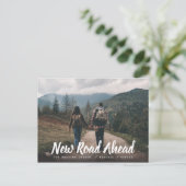 New Road Ahead Wedding Update Foto Aankondigingskaart (Staand voorkant)