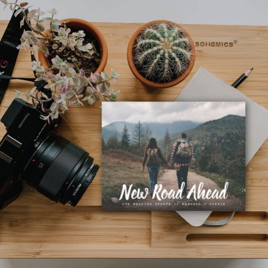 New Road Ahead Wedding Update Foto Aankondigingskaart