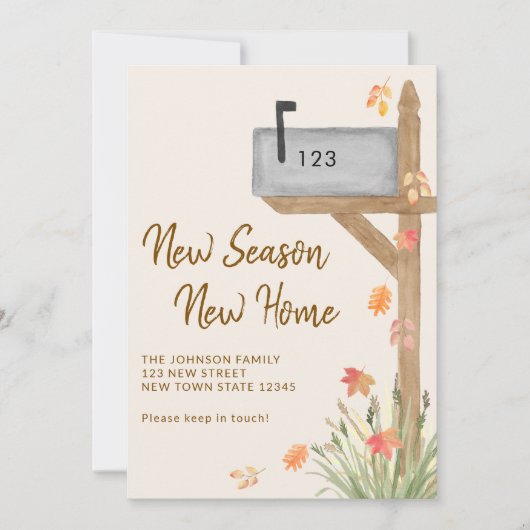 New Season New Home Fall Autumn Mailbox Moving Aankondiging (Voorkant)