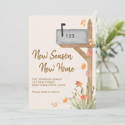 New Season New Home Fall Autumn Mailbox Moving Aankondiging (Staand voorkant)