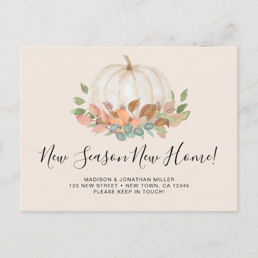 New Season New Home Fall Autumn Pumpkin Moving Aankondigingskaart (Voorkant)
