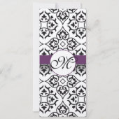 New Sizes Damask Swirls Wedding Invitation Kaart (Achterkant)