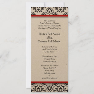 New Sizes Damask Swirls Wedding Invitation Kaart
