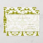 New Sizes Olive Limoen Damask Wedding RSVP (Voorkant / Achterkant)