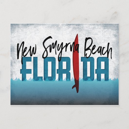 New Smyrna Beach Briefkaart Florida Surfboard (Voorkant)