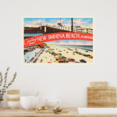 New Smyrna Beach Florida FL Old Travel Souvenir Poster (Keuken)