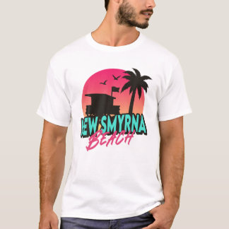 New Smyrna Beach Florida Palm Trees FL 80S T-shirt