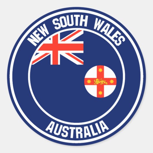 New South Wales Round Emblem Ronde Sticker (Voorkant)