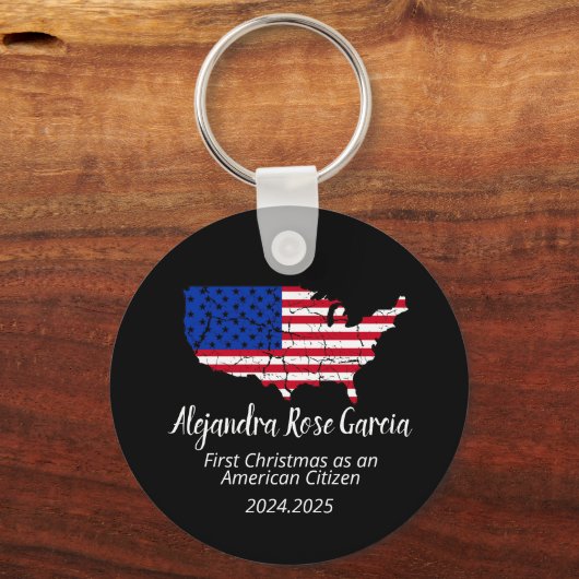 New U.S. Citizen – American Map Citizenship Day Sleutelhanger (Voorkant)