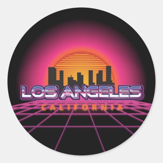New Wave Retro Los Angeles Ronde Sticker (Voorkant)