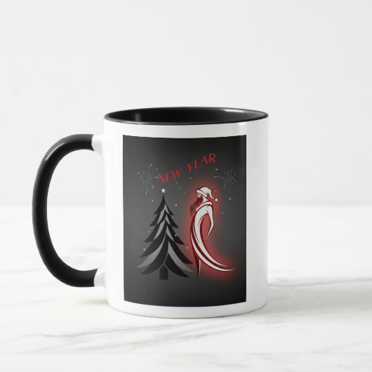New Year 2026 – Black & White Mug with Red Accent  (Gauche)