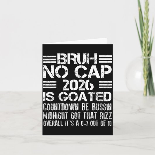New Year 2026 Bruh No Cap Countdown Bussin Funny R Kaart (Voorkant)