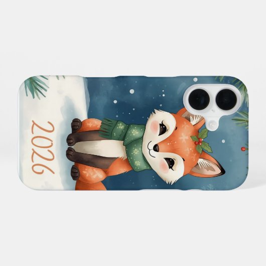 new year 2026 cute winter fox iphone case iPhone 16 hoesje (Achterkant horizontaal)