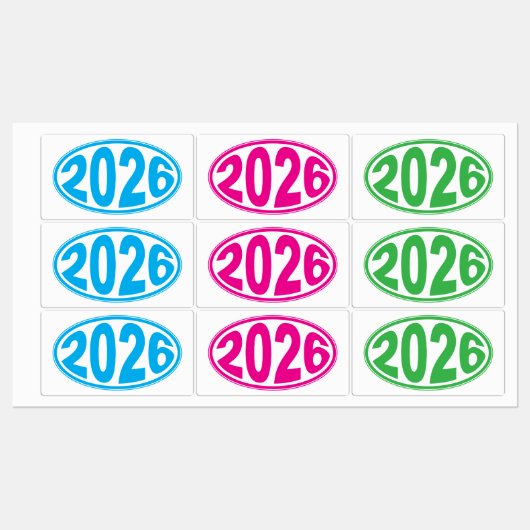 New Year 2026 Oval Sticker (Feuille)