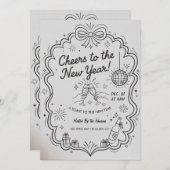 New Year 2026 Party Invitation Printable Kaart (Voorkant / Achterkant)