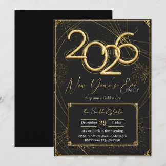 New Year 2026 Party Invitation Printable Kaart