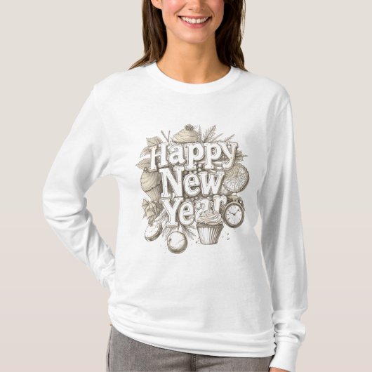 new year amazing cup cake design t-shirt (Voorkant)