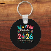 New Year Celebration 2026 Disco Ball Matching Wint Sleutelhanger (Voorkant)