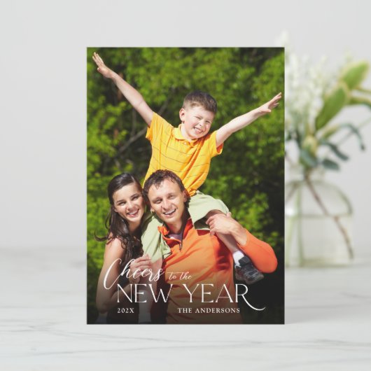 New Year Cheers Message 2 Photo Feestdagenkaart (Staand voorkant)