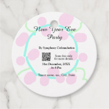 New year eve party scan QR RSVP name pink blue 