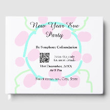 New year eve party scan QR RSVP name pink blue 