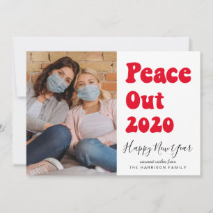 New Year Fun Peace Out 2020 Foto Feestdagenkaart