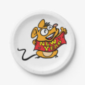 New Year Mouse Papieren Bordje (Voorkant)