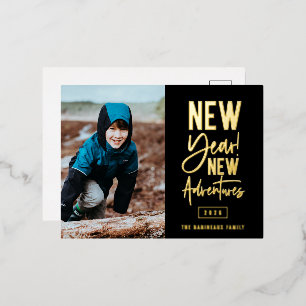 New Year New Adventures Photo Folie Feestdagen Briefkaart