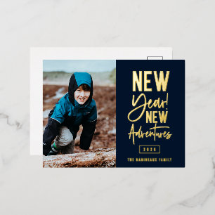 New Year New Adventures Photo Folie Feestdagen Briefkaart