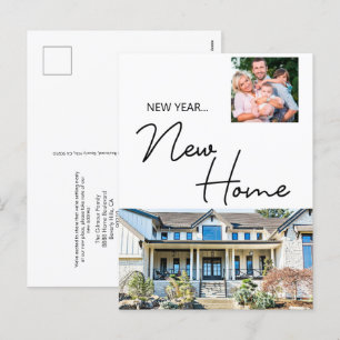 New Year New Home Family Foto en House Holiday C Feestdagenkaart