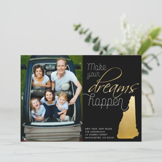 New Year New Home New Hampshire Photo Card Feestdagenkaart (Staand voorkant)